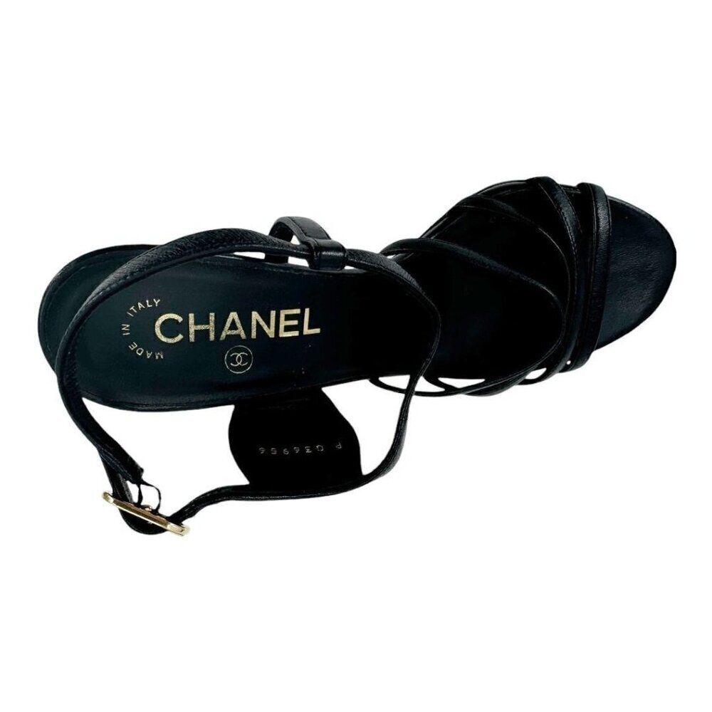 Chanel CC Logo Lambskin Slingback Sandal Heels - Picture 12 of 13